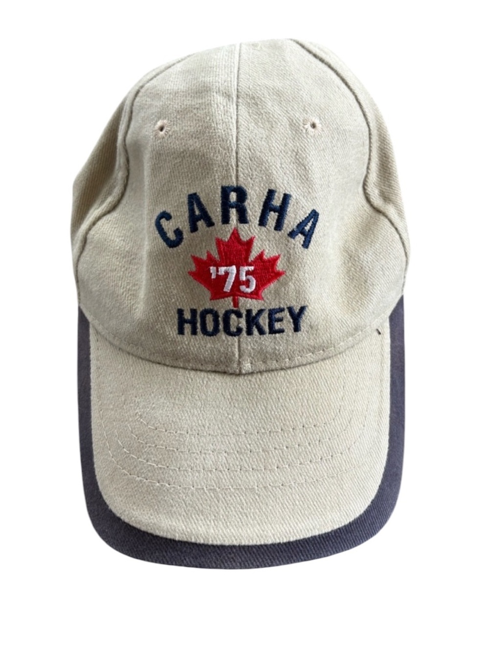 Carha Hockey ‘75 Ball Cap Adjustable Back Beige Navy Red Mens